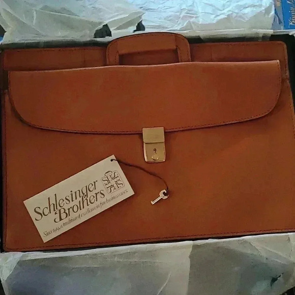 Schlesinger Brothers Vintage Leather Briefcase NEW Marshall Fields.